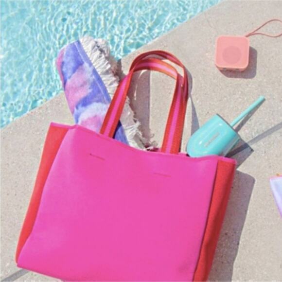Summersalt Neoprene Beach Tote In Pink/Red Nwt